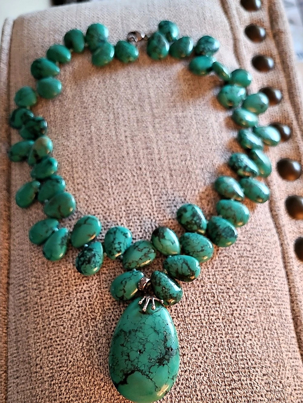 Vintage Lucas Lameth LUC 925 Sterling Silver Turquoise Nugget Necklace.